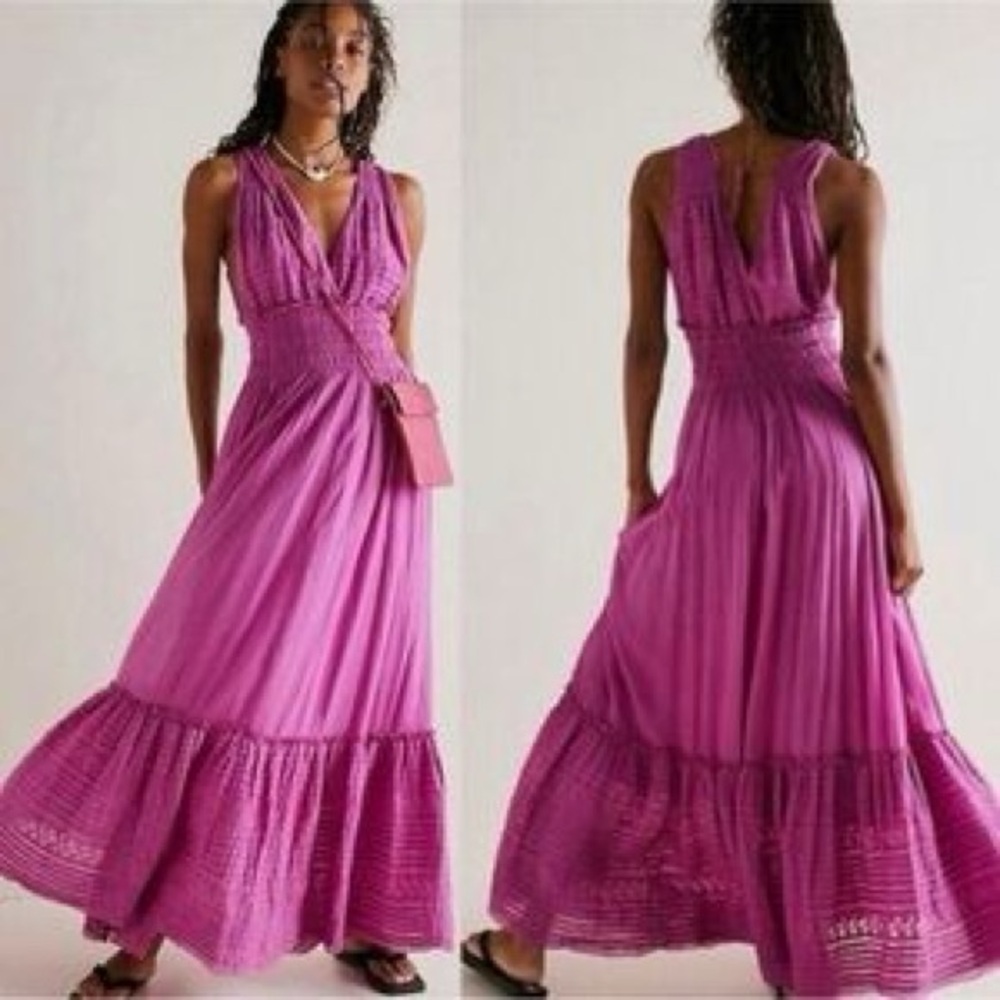 Free People Alessia Maxi Dress Purple Pink Size XL